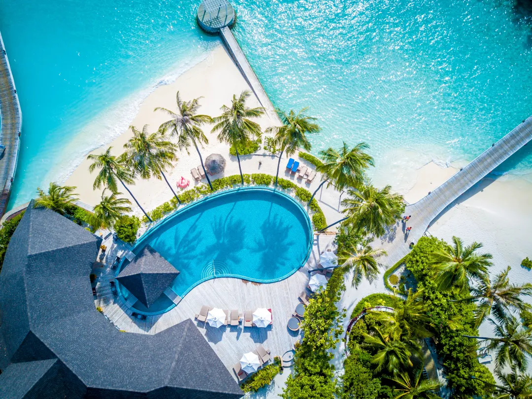 Centara Grand Island Maldives - Aerial View of the Pool