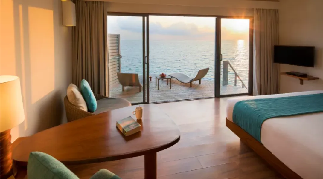 Sunset Over Water Villa - Bedroom with Sea View