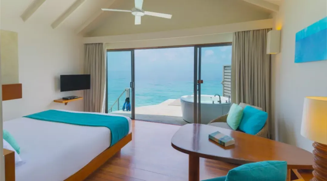 Overwater Villa with Swirl Pool - Bedroom with Sea View