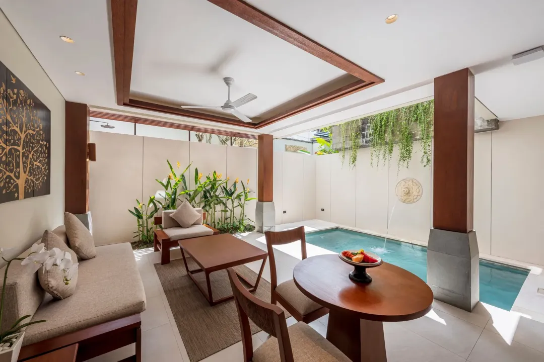 One Bedroom Private Pool Villa - Living Aeria with Pool View