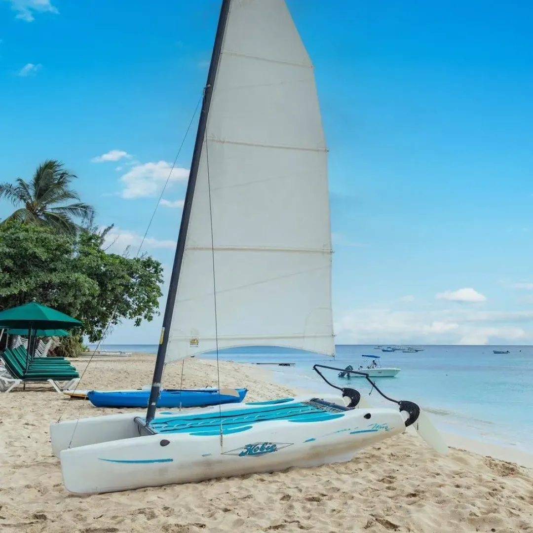 Mango Bay Barbados - Boat with Beach View