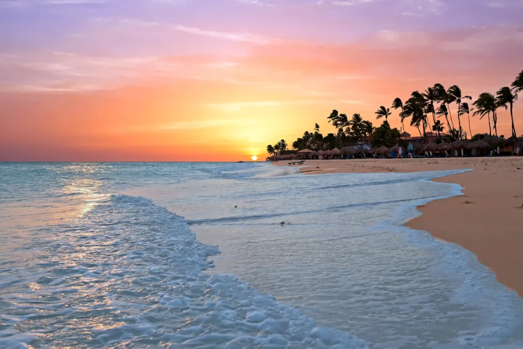 Druif beach at sunset on Aruba