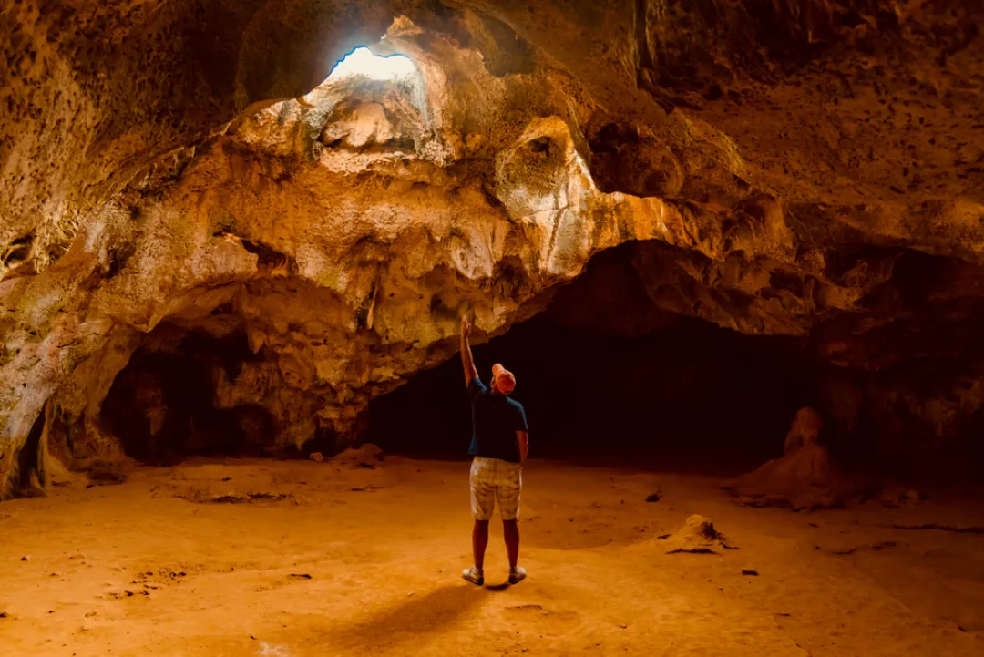 Man inside a cave