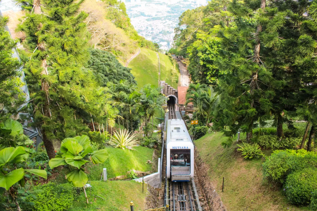 Tram uphill in Penang 