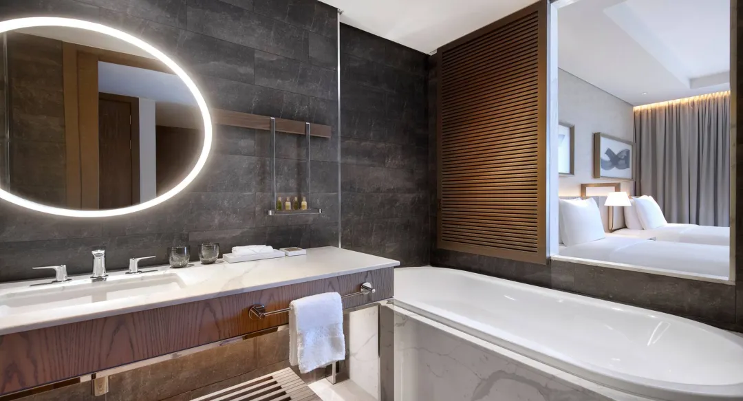 Two Double Beds Guest Room with Yas Theme Park Access - Bathroom