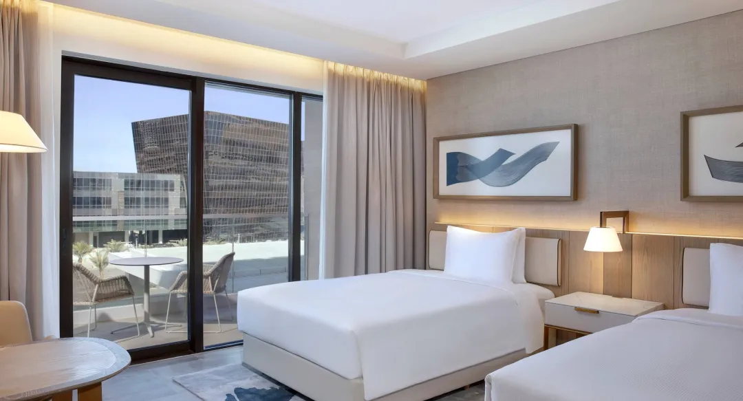Two Double Beds Guest Room with Yas Theme Park Access - Bedroom View