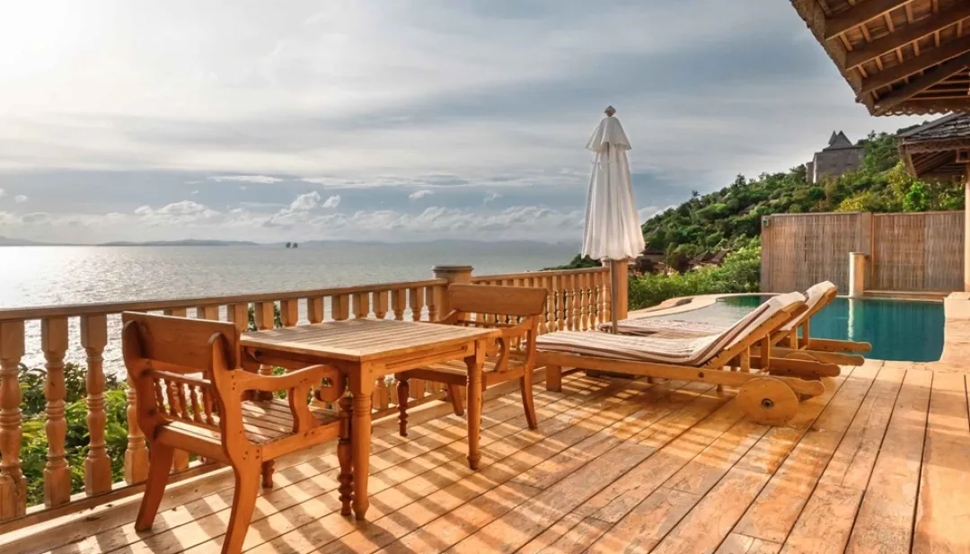 Seawater Pool Villa - Deck Seating with View