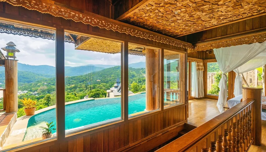 Royal Grand Pool Villa - indoor Seating with Pool View