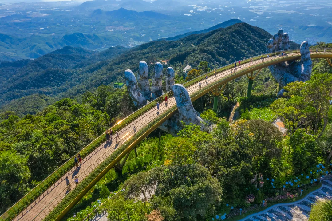 Da Nang - Aerial view of the Golden Bridge