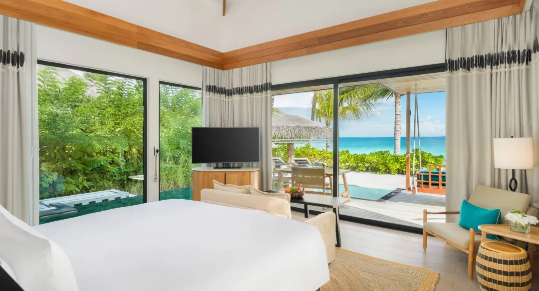 Hilton Maldives Amingiri Resort and Spa - One Bedroom Family Beach Pool Villa - Bedroom