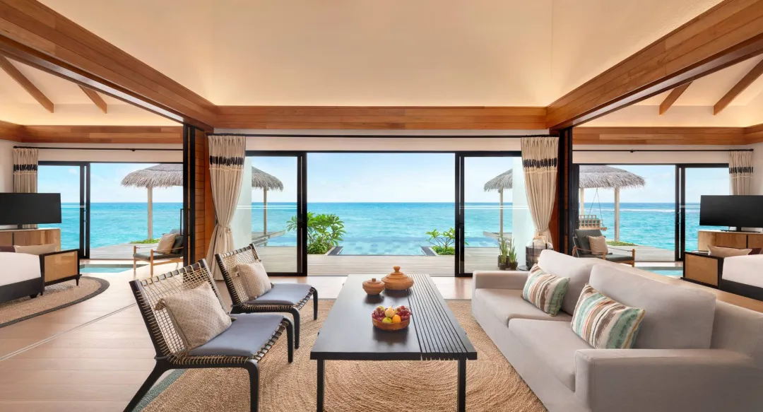 Hilton Maldives Amingiri Resort and Spa - Two Bedroom Overwater Pool Villa - Living Area