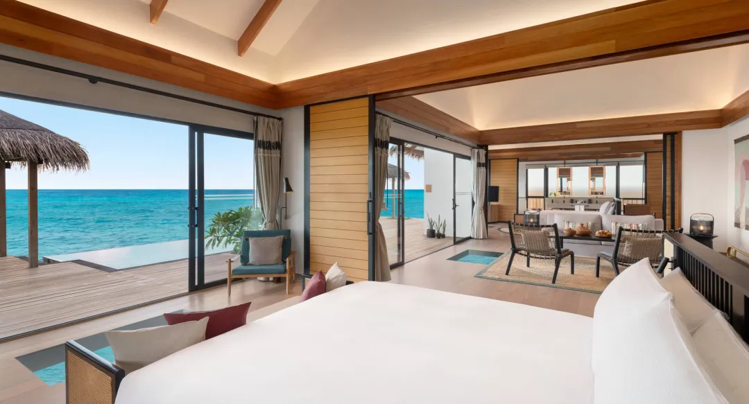 Hilton Maldives Amingiri Resort and Spa - Two Bedroom Overwater Pool Villa - Master Bedroom