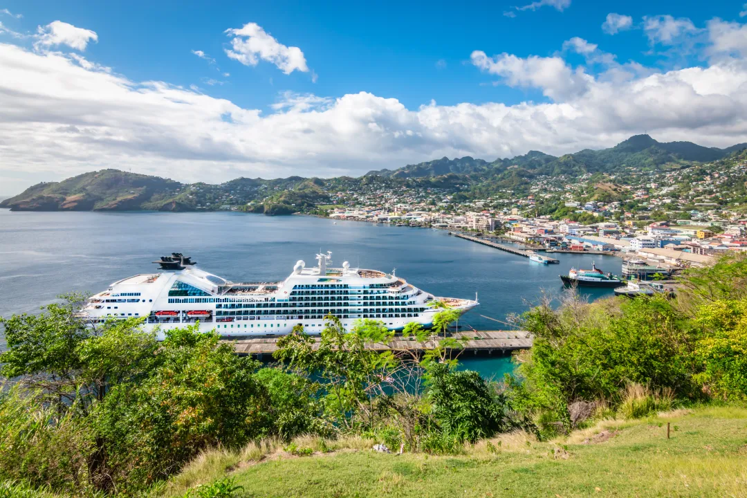 Cruise ship in Kingstown harbor
