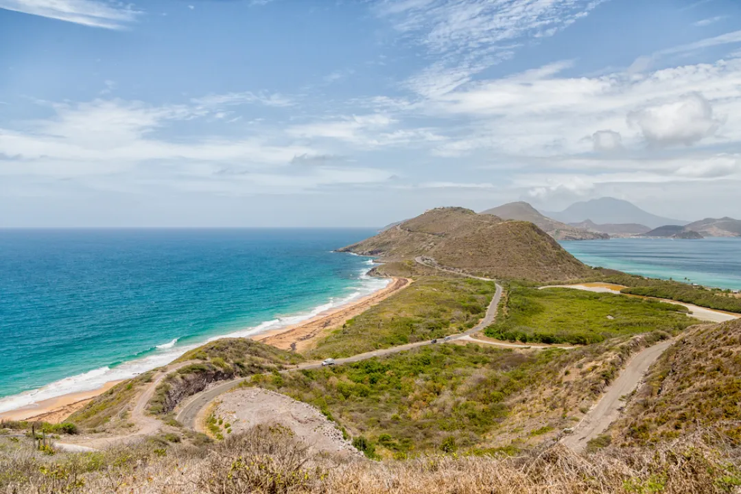 View from hilltop on St Kitts 