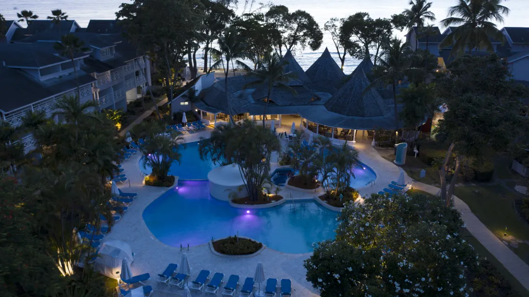 The Club Barbados - Pool Aerial View at Night