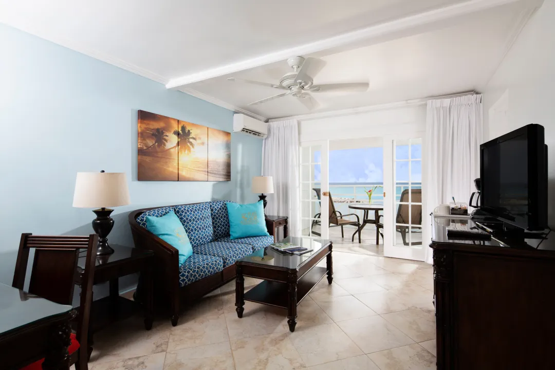 The Club Barbados  One Bedroom Ocean Front Suite - Living Area