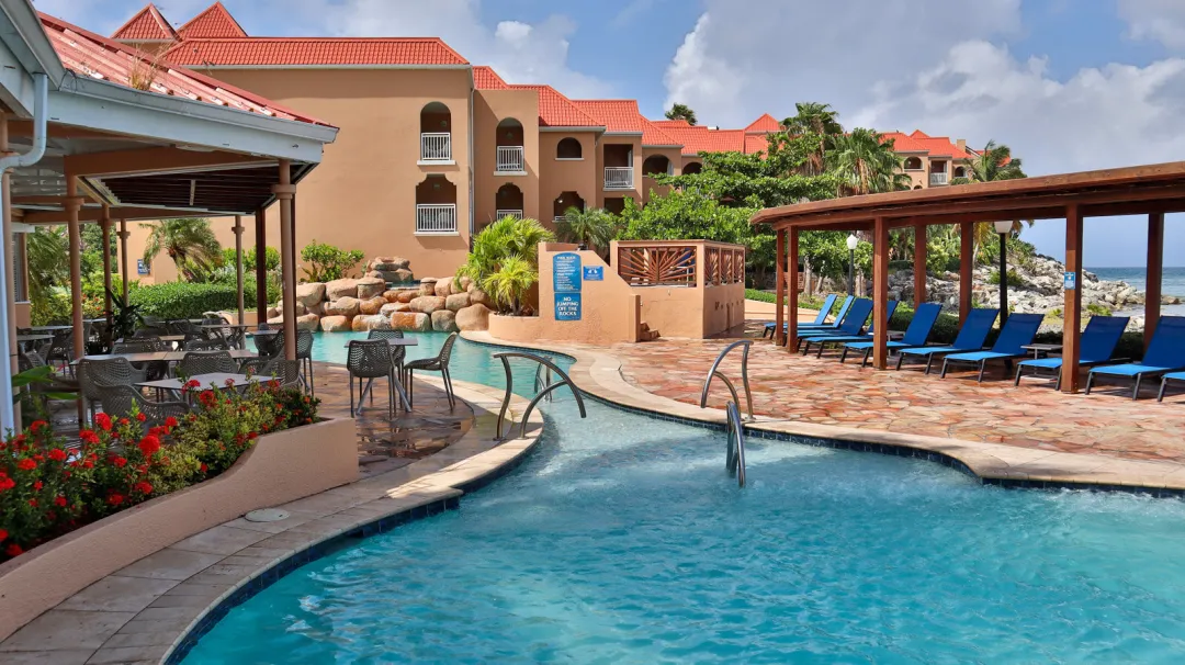 Divi Little Bay Beach Resort -Pool with Resturant Aeria