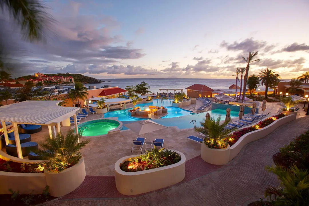 Divi Little Bay Beach Resort -Main Pool after Sunset
