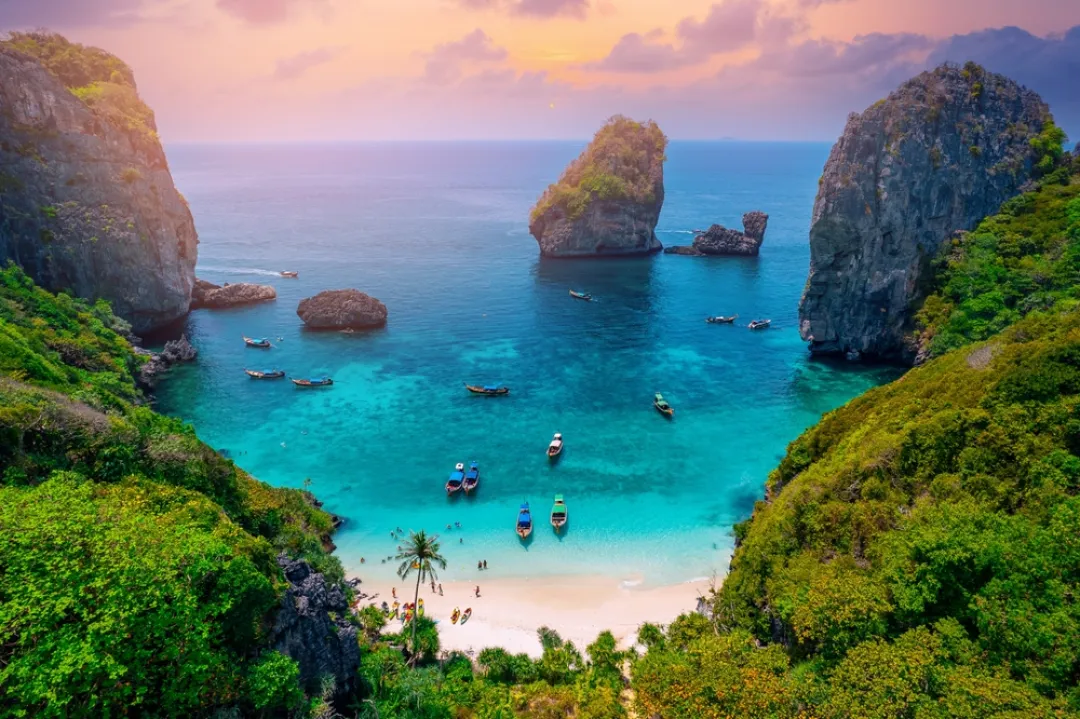 Aerial drone Landscape Turquoise lagoon 