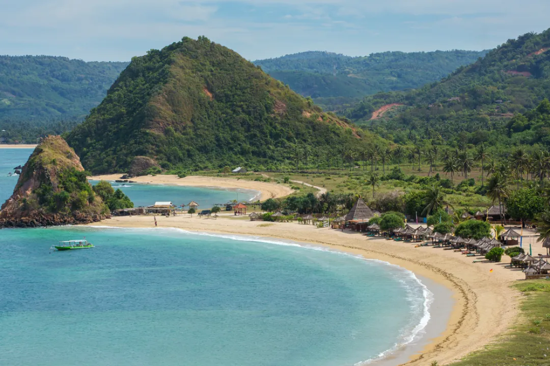 Tropical resort on Kuta sand beach Lombok