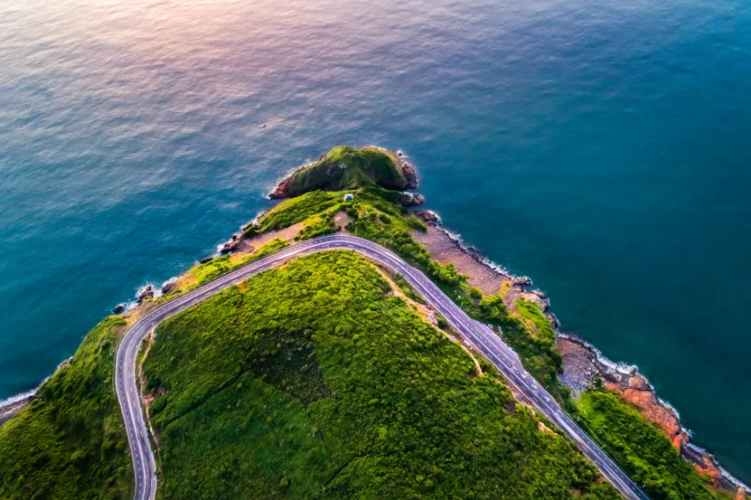 Aerial view of Road from Nha Trang city to Cam Ranh town