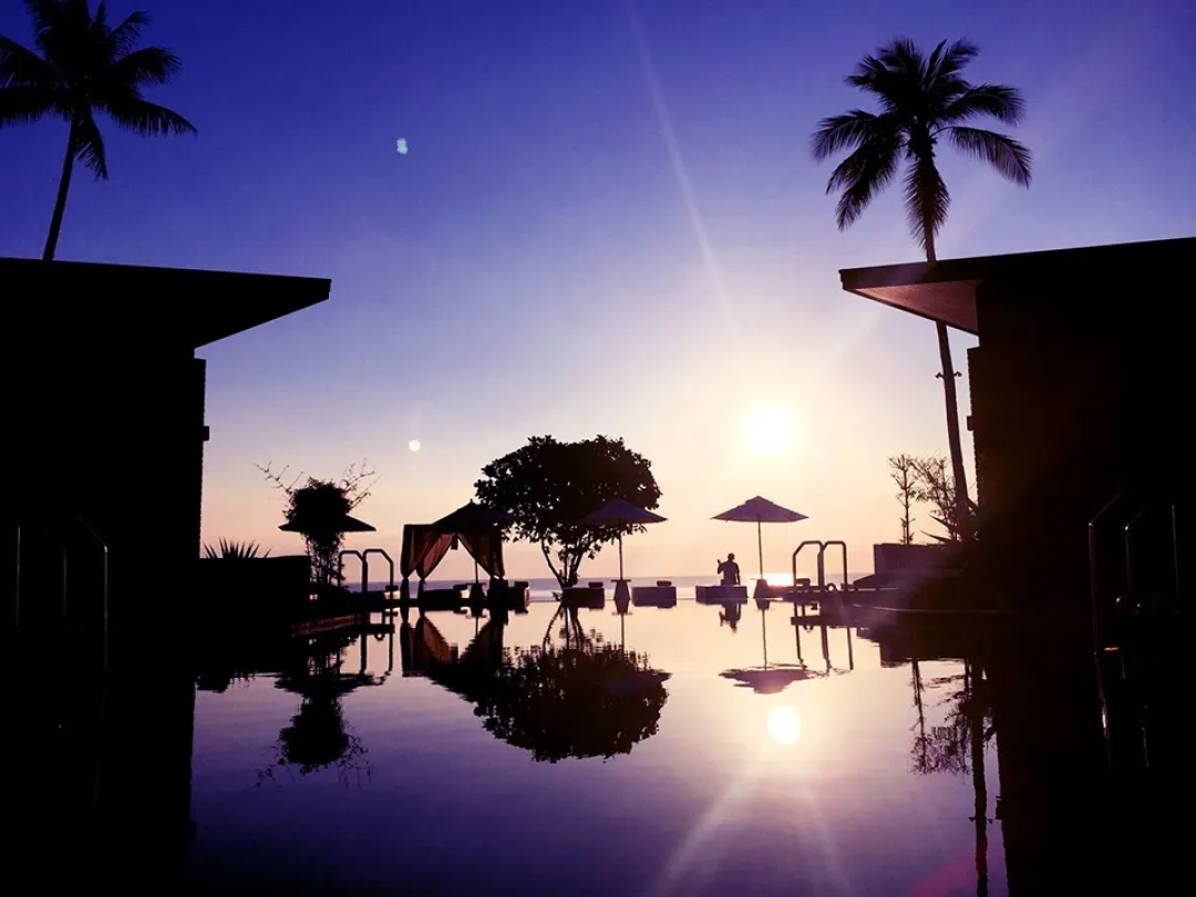 Aava Resort and Spa - Pool at dusk