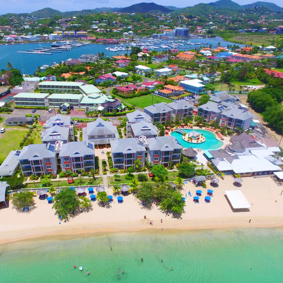 Bay Gardens Beach Resort and Spa - Aerial View - Beach Front