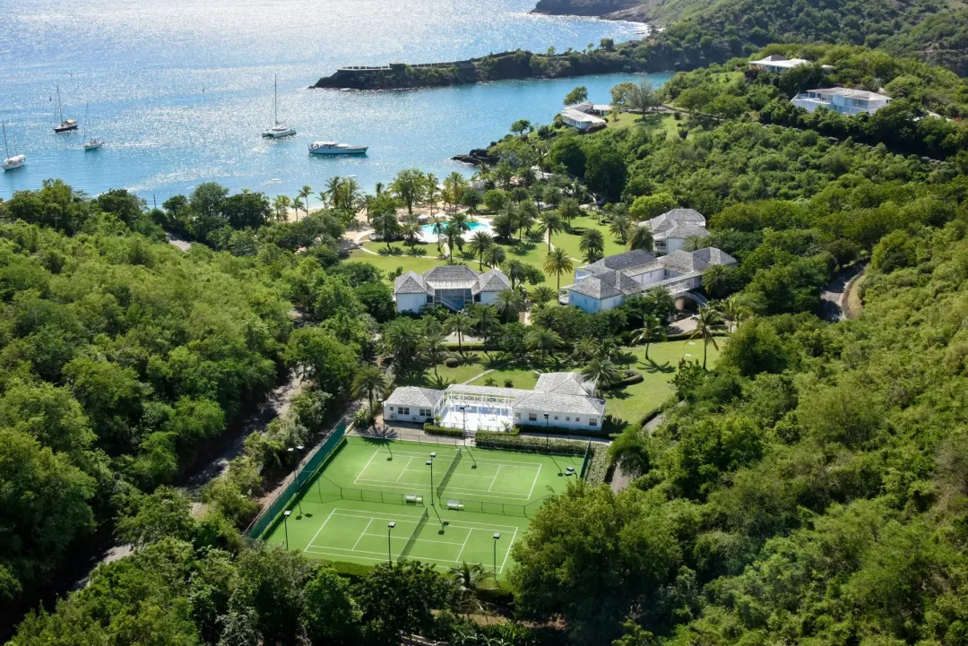 The Inn at English Harbour - Aerial View with Tenis Aeria
