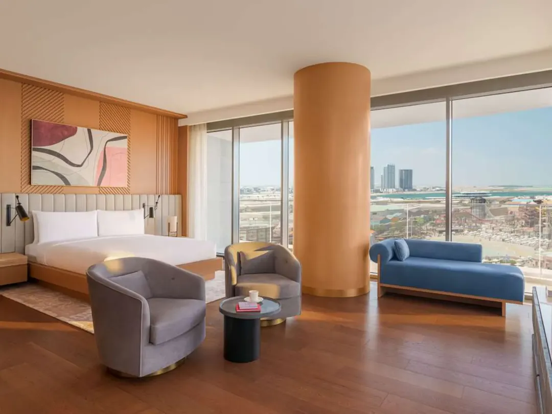 Junior Suite Sea View with Meryal Waterpark Access - King Bed View