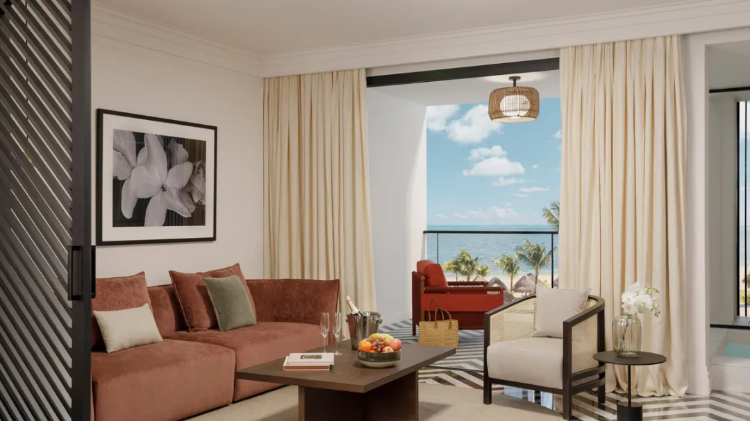 Excellence Club Beachfront Honeymoon Two-Story Rooftop Terrace Suite with Private Pool - Living Room