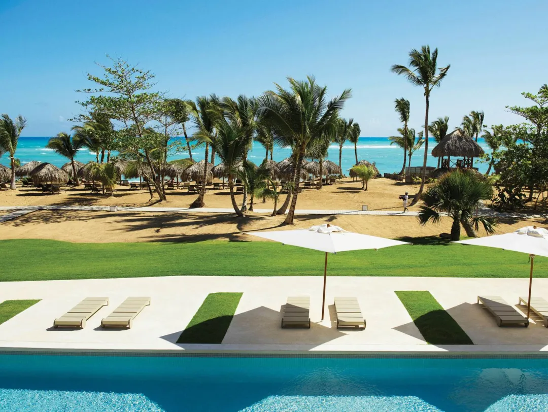 Odysseys Travel - Excellence El Carmen - Main Pool Aerial with Beach View