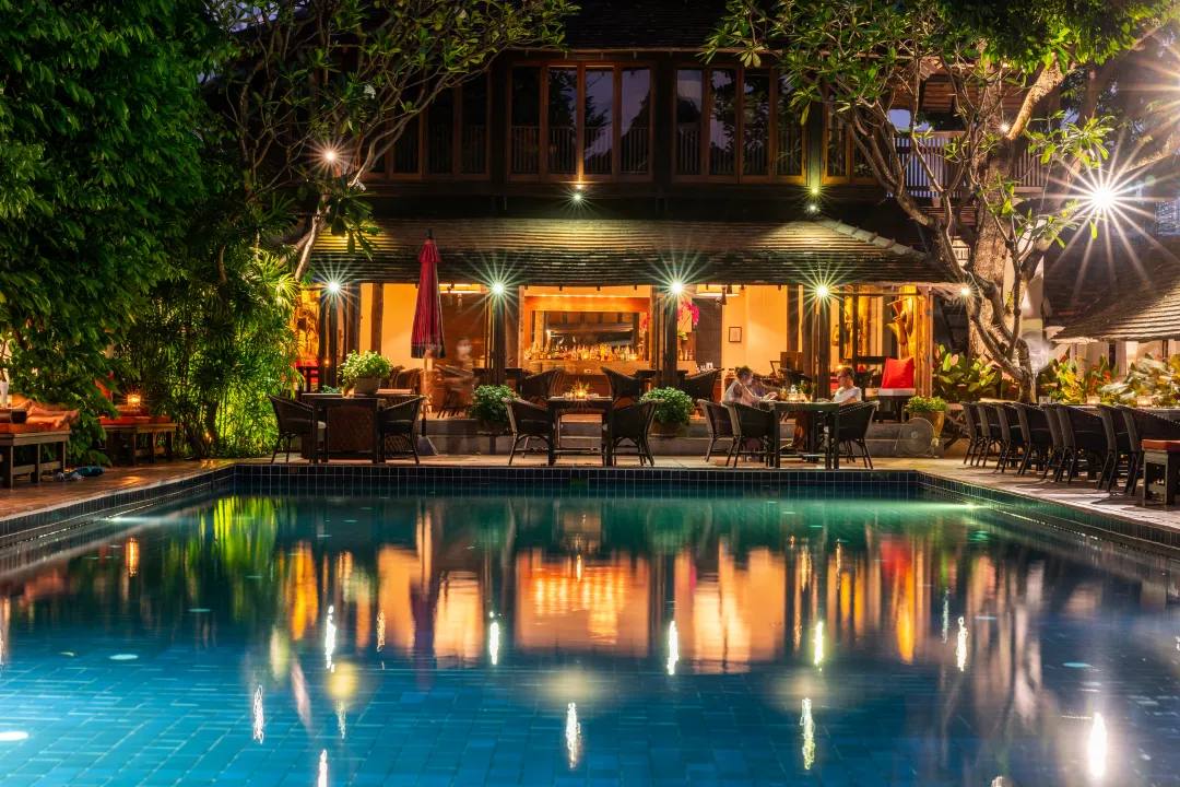 Tamarind Village Chiang Mai - Pool at night