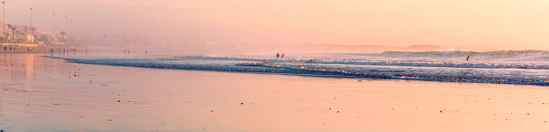 Amazing Sunset over Atlantic Ocean Water Waves and Reflection in the Evening