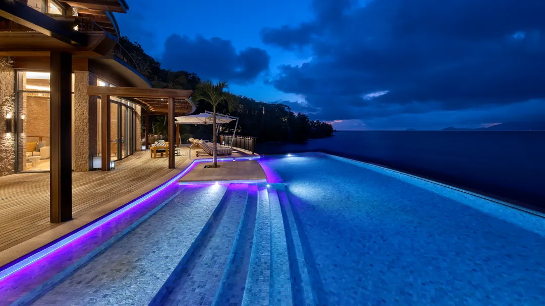 Mango House Seychelles  - Main Pool at Night