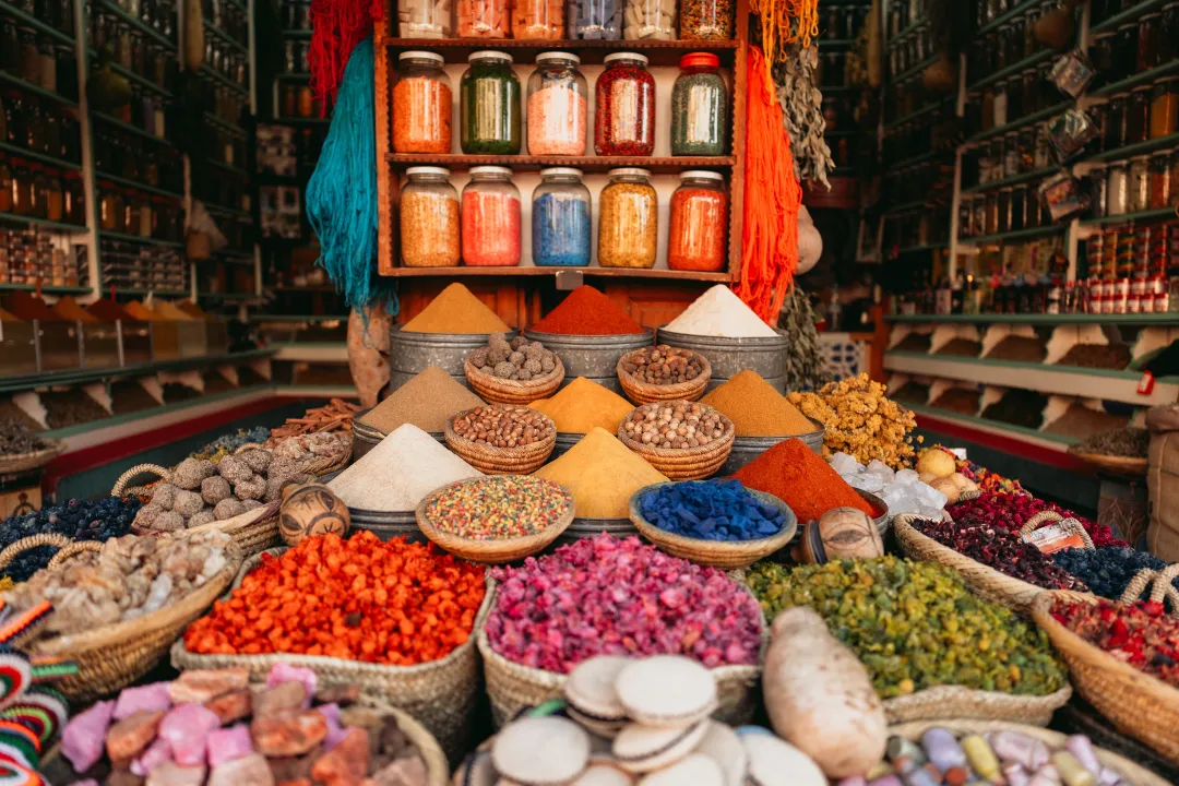 Traditional Souk With Colorful Stalls Spices
