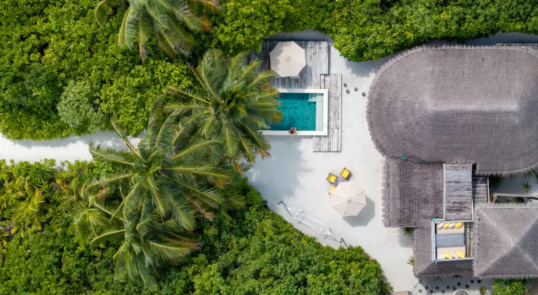 Six Senses Laamu - Pool Aerial View