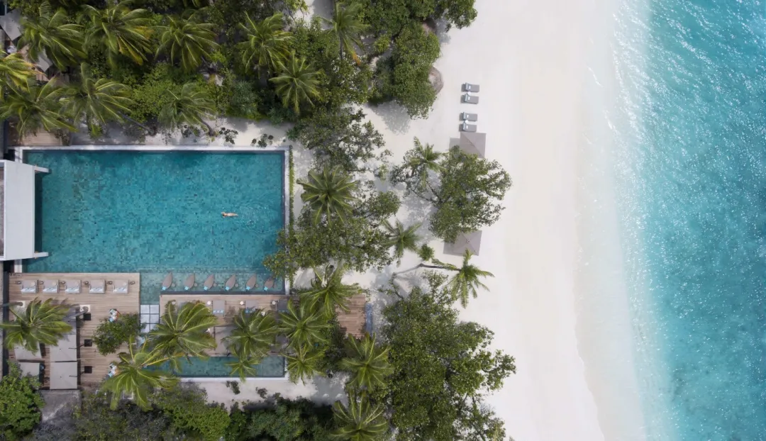 Vakkaru Maldives - Main Pool Aerial View