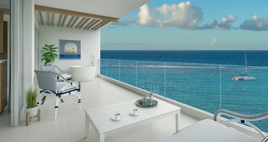 Mammee Bay Beachfront One Bedroom Butler Suite with Balcony Tranquility Soaking Tub - B1B - Balcony Lounge
