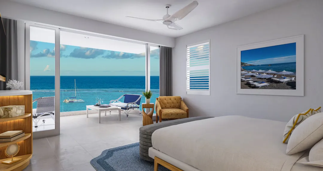 Mammee Bay Beachfront One Bedroom Butler Suite with Balcony Tranquility Soaking Tub - B1B - Bedroom with View