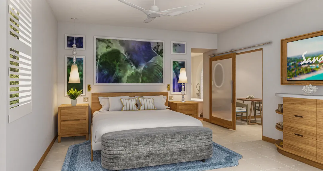 Mammee Bay Beachfront One Bedroom Butler Suite with Balcony Tranquility Soaking Tub - B1B - Bedroom