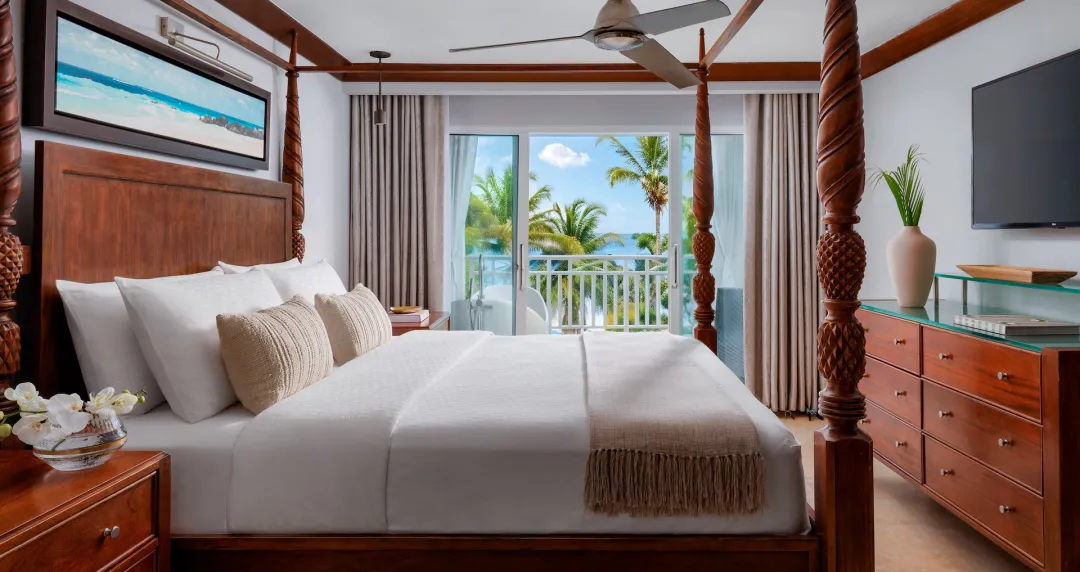 Beachfront One Bedroom Butler Suite with Balcony Tranquility Soaking Tub - O1B - Bedroom