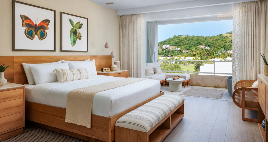 Sandals-Saint-Vincent-and-The-Grenadines-Bamboo-Palm-Partial-Oceanview-Room-with-Balcony-Tranquility - King Bed
