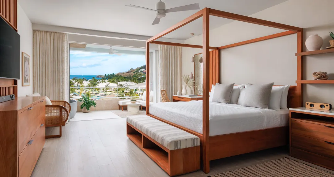 Sandals Saint Vincent and The Grenadines - Lady Palm Partial Oceanview Club Suite with Media Room and Balcony Tranquility Soaking Tub - King Bed