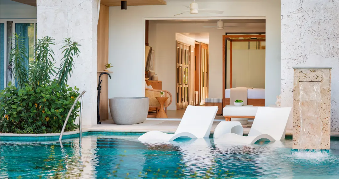 Sandals Saint Vincent and The Grenadines - Lady Palm Club Swim-up Suite with Media Room and Patio Tranquility Soaking Tub - Patio
