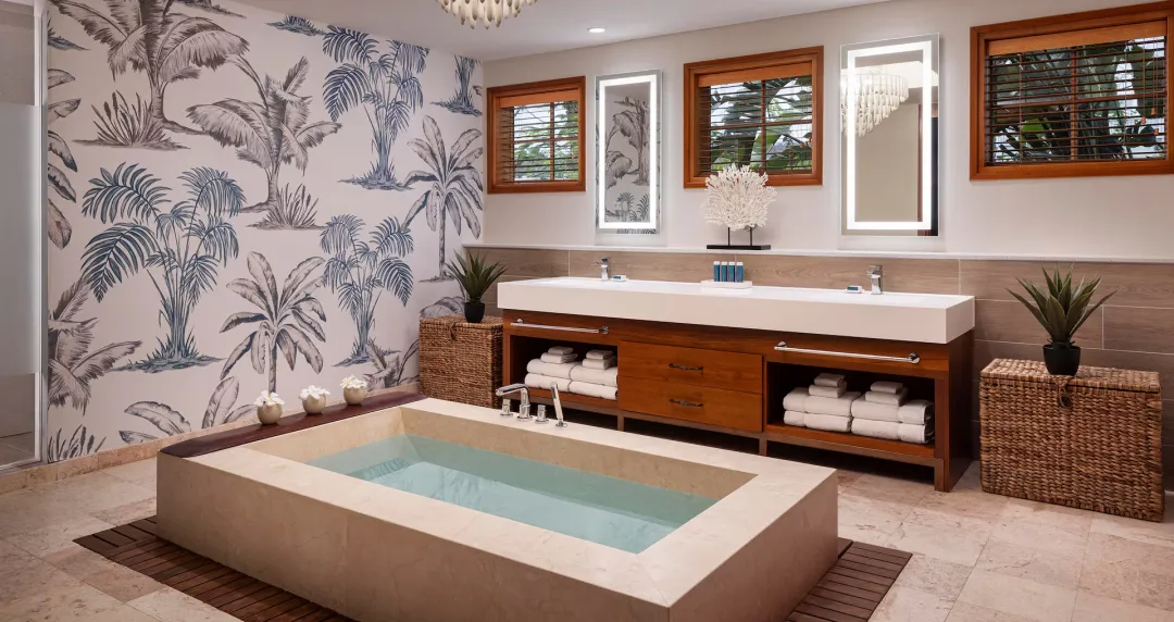 Melemele One Bedroom Butler Walkout Suite with Patio Tranquility Soaking Tub - Bathroom