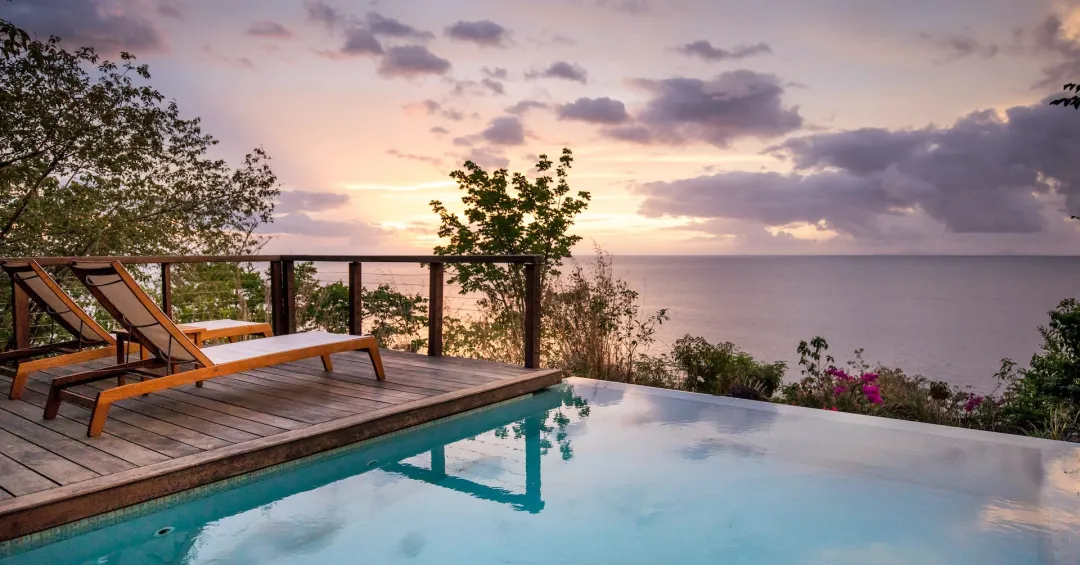 Secret Bay Dominica - Villa Pool With Sunset View