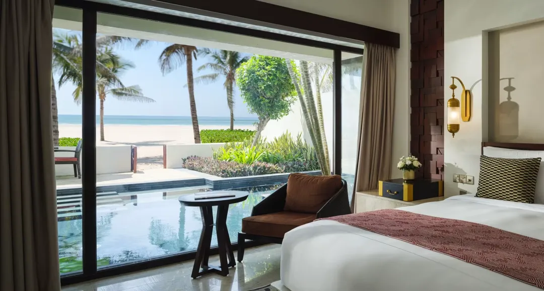 Odysseys-Travel-Anantara-Al-Baleed-Resort-Salalah-One-Bedroom-Beach-Pool-Villa-View-from-Bed