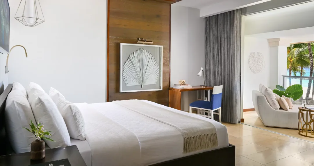 Beachfront One Bedroom Butler Suite with Balcony Tranquility Soaking Tub - Bedroom View