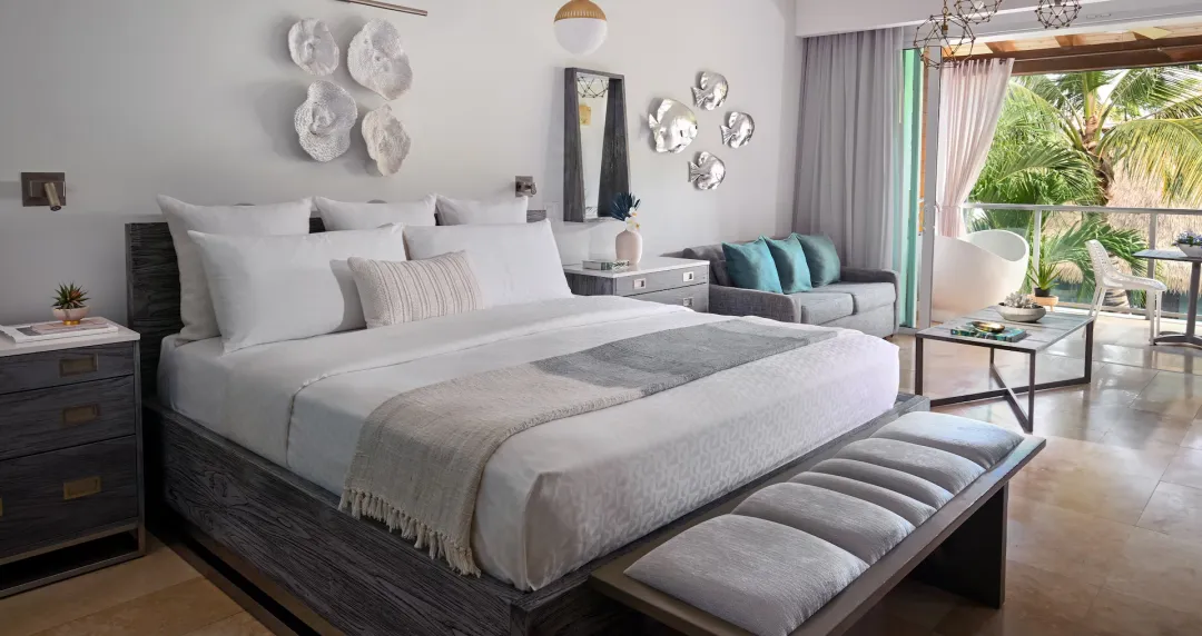South Seas Crystal Lagoon Club Level Barbados Suite with Balcony Tranquility Soaking Tub - Bedroom