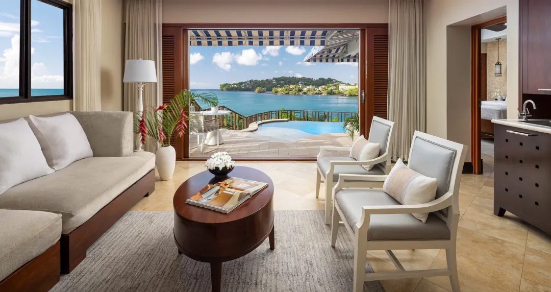Sunset Oceanview Bluff Millionaire Butler Villa with Private Pool Sanctuary - Living Room